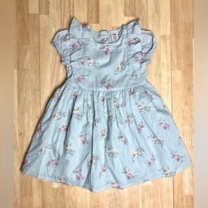 OshKosh B’gosh Toddler Girls Floral Cotton Dress Size 3T Muted Sea Green